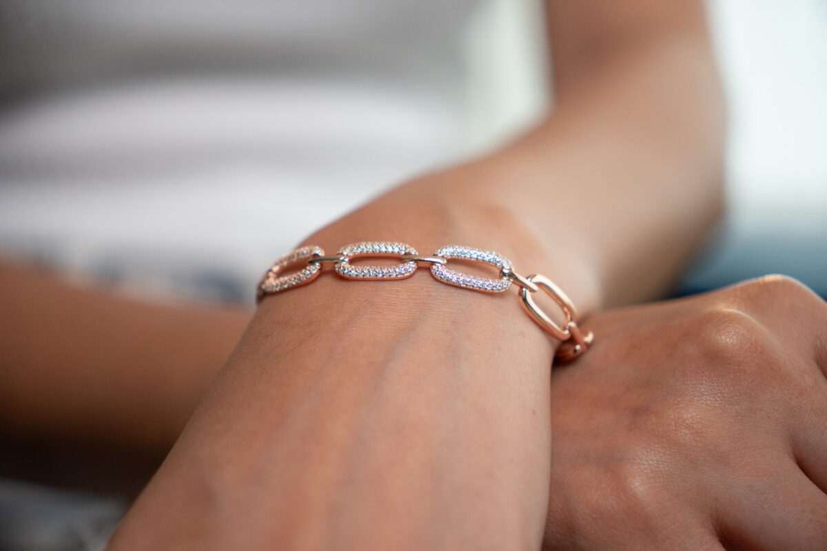 Link Chain Bracelet with Pave Accents