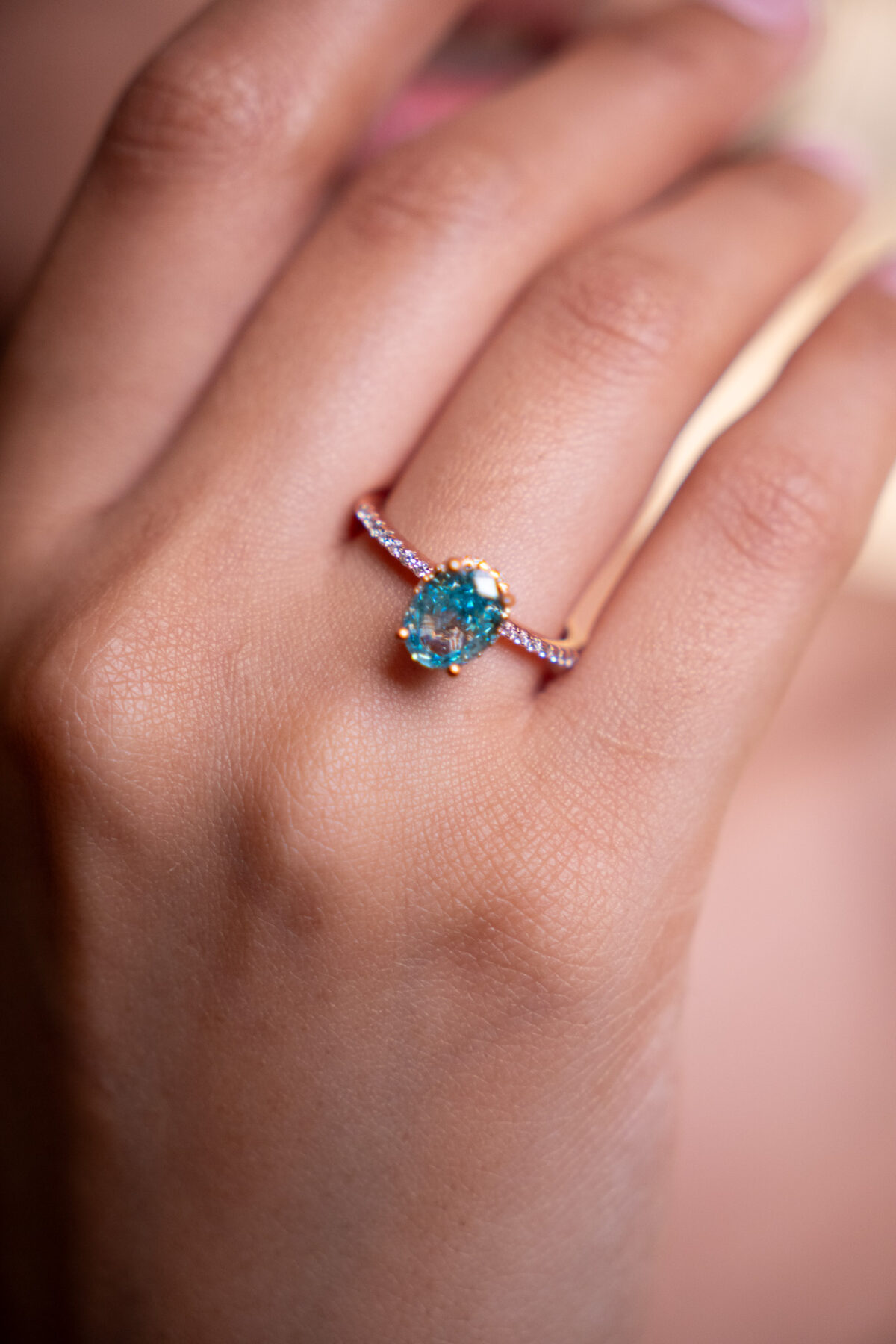 Oval stone Solitaire Ring