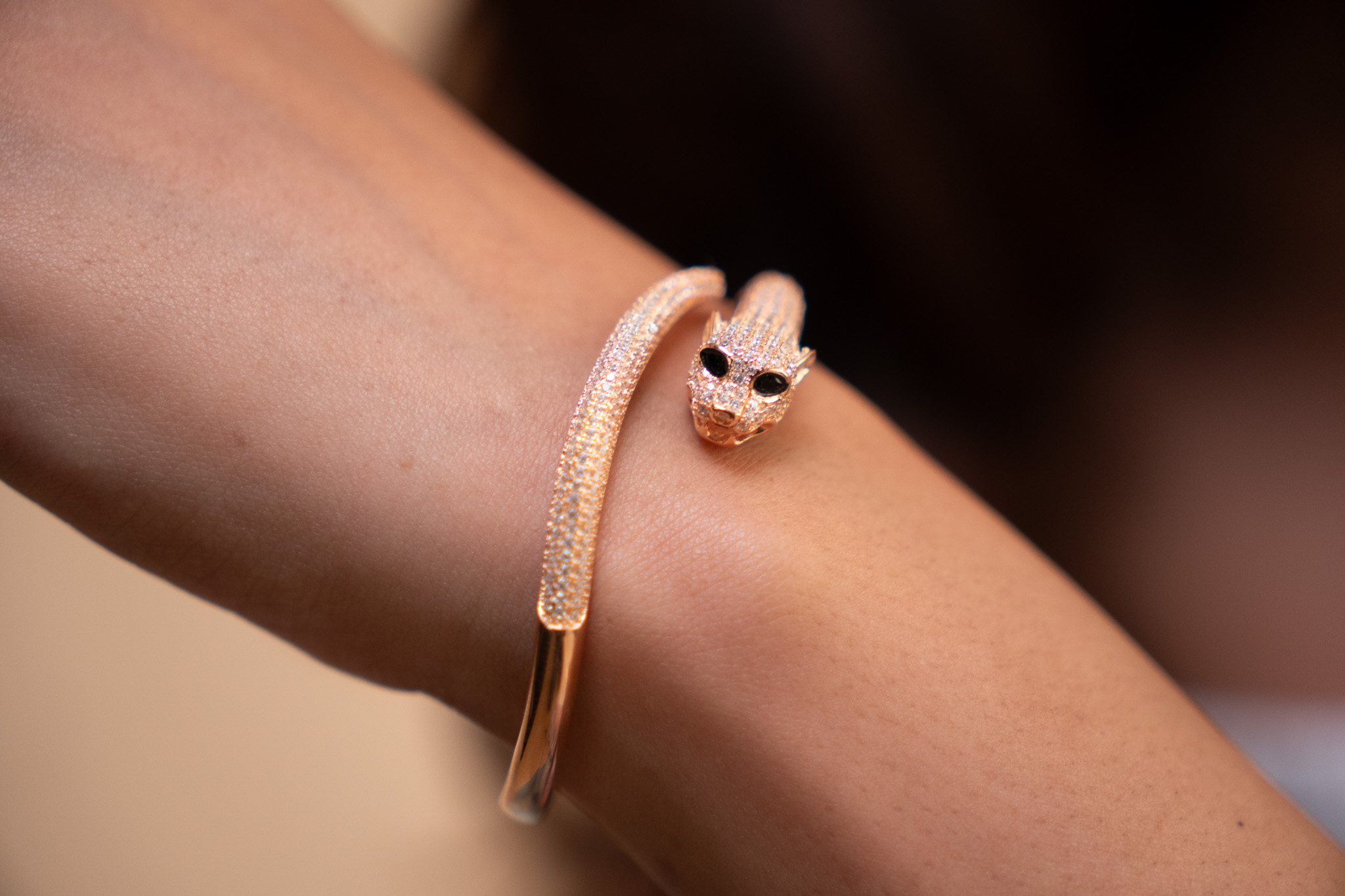 Fierce & Elegant Panther Head Bangle