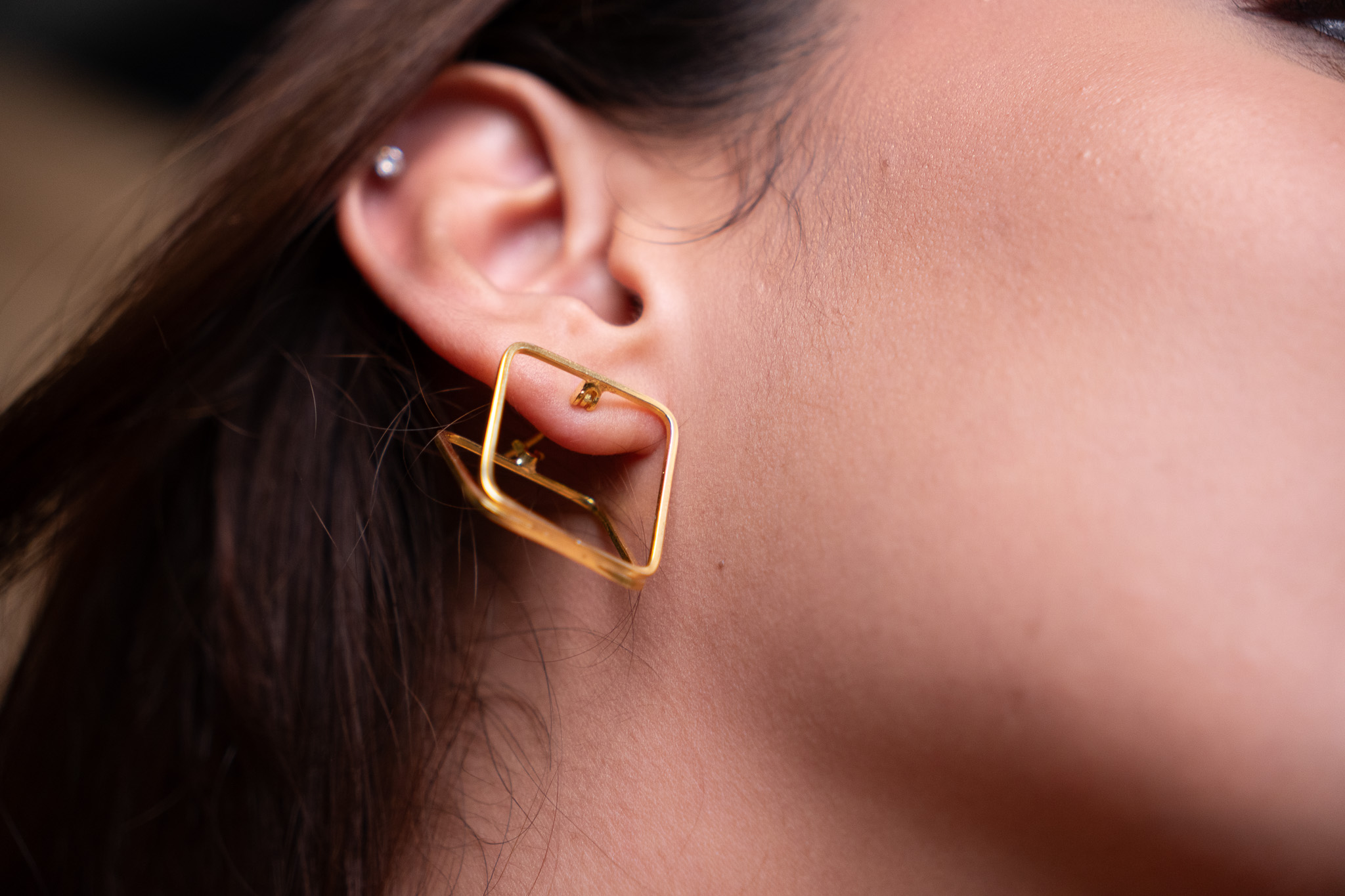Minimalist Geometric Gold Earrings