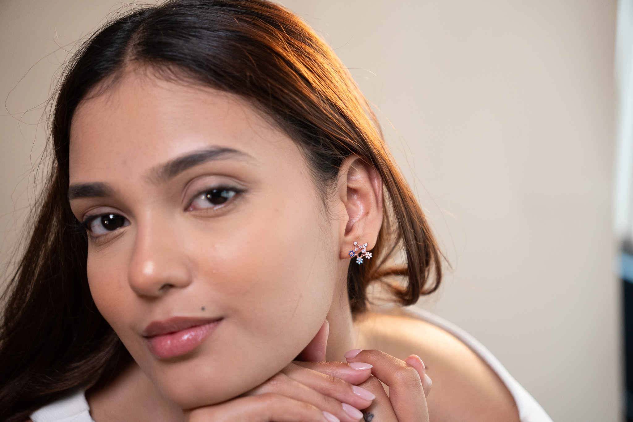 Moon & Star Floral Mismatched Stud Earrings (4)